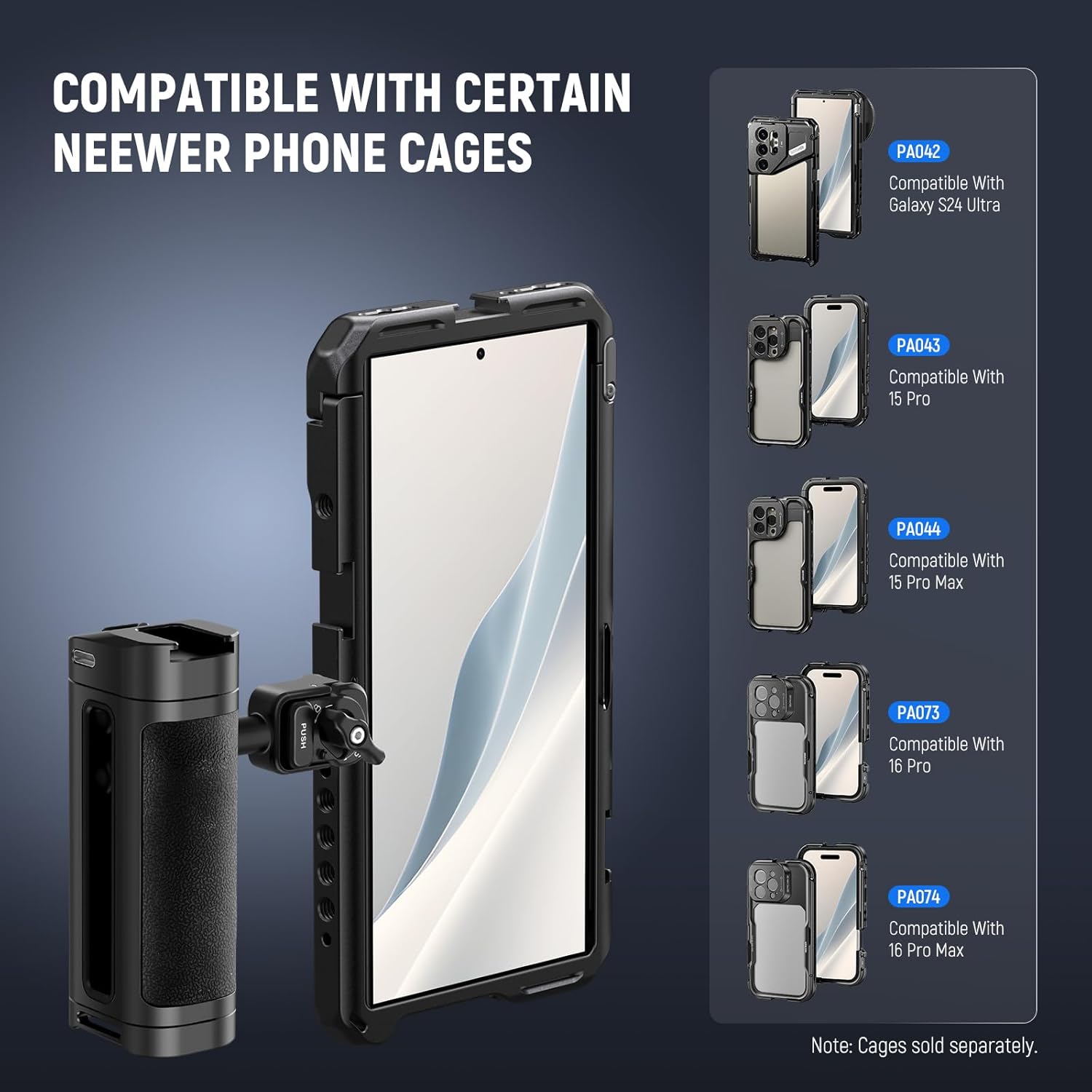 Thumbnail 1 de NEEWER Quick Release Side Handle with Bluetooth Remote Shutter – Contoured Grip for iPhone/Android Phone Cages (PA005E PRO)