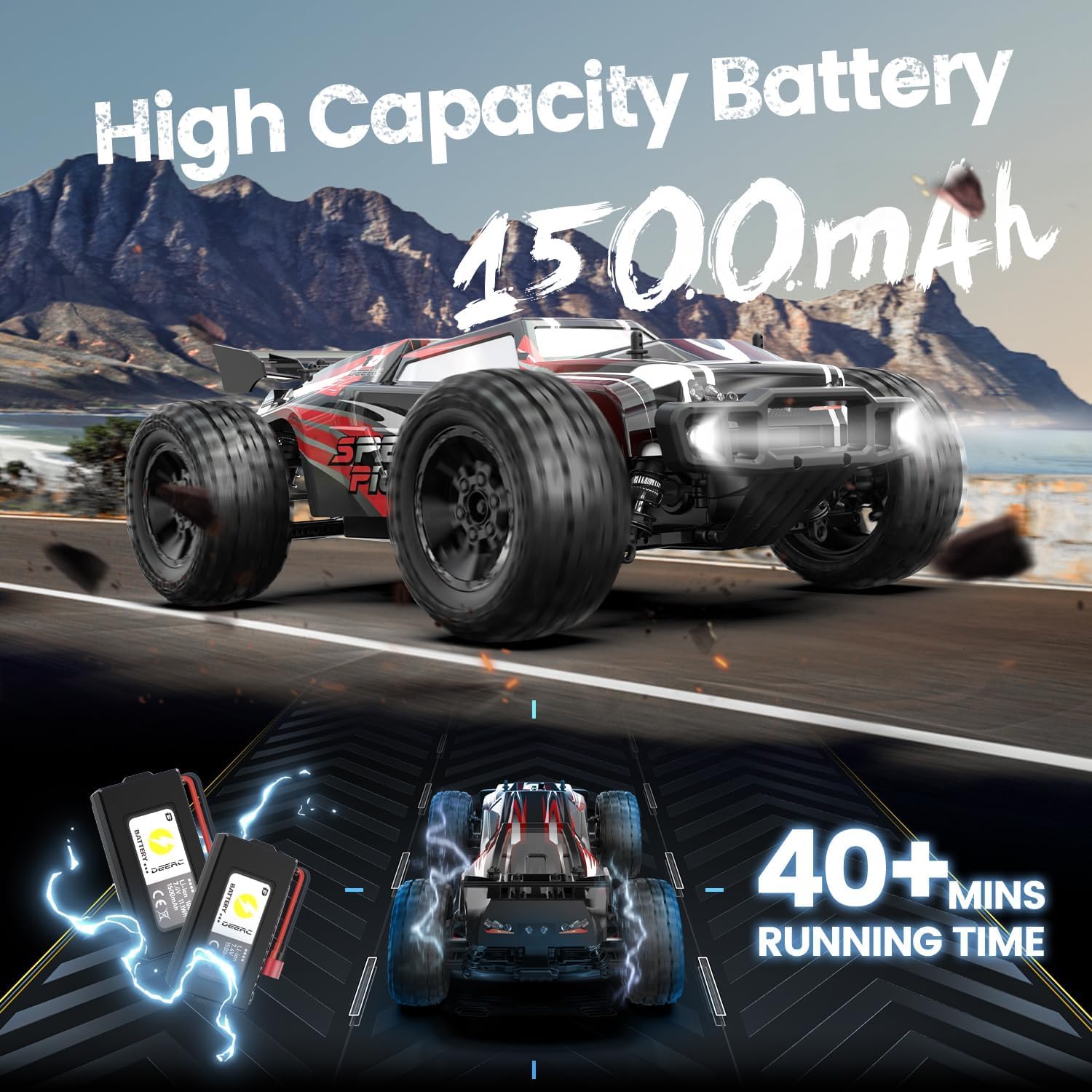 Detalle 2 de DEERC 9206E RC Ferngesteuertes Auto 48 km/h