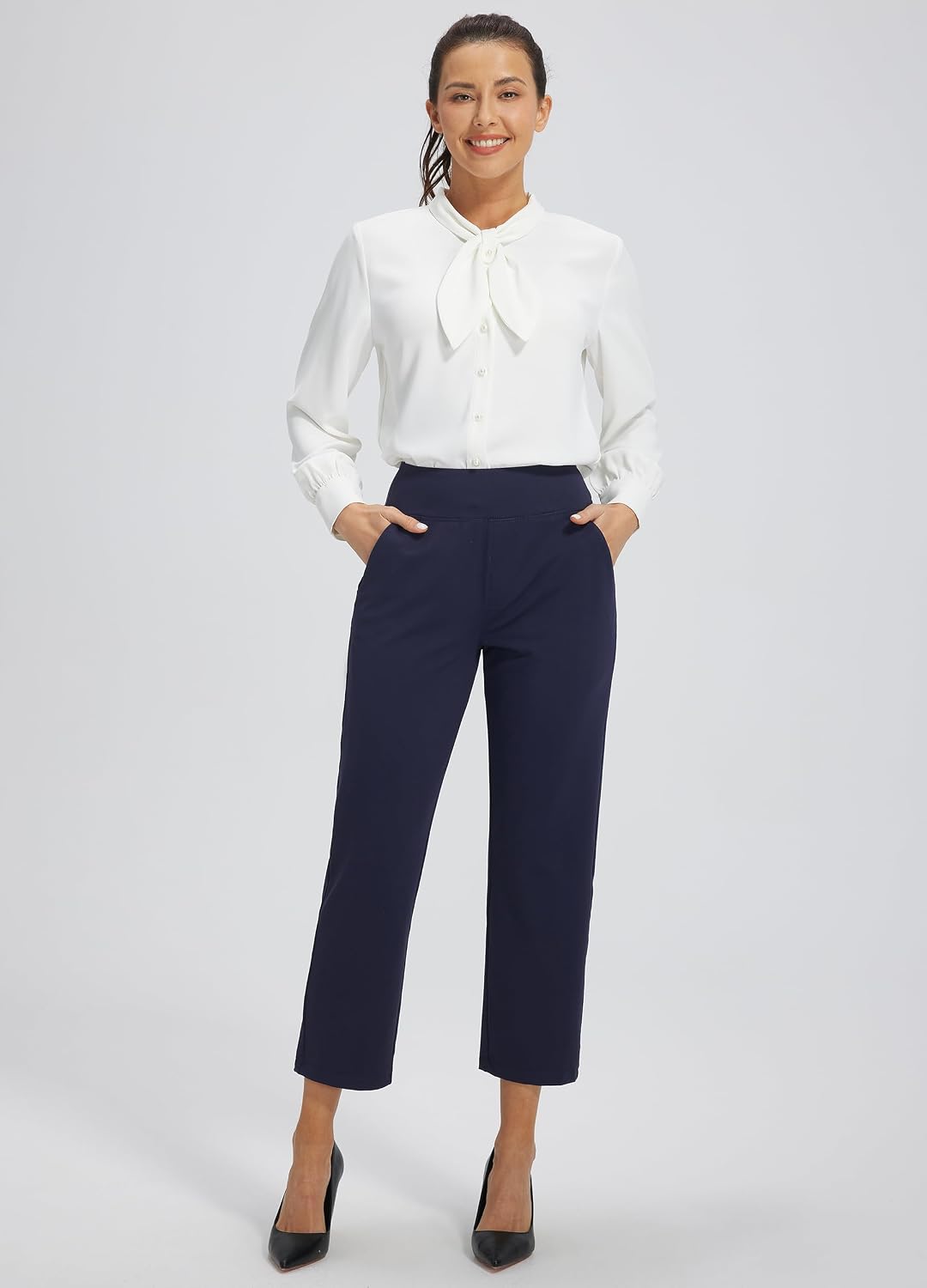 Detalle de Libin Damen Golfhosen 7/8 Lang – Leichte, atmungsaktive Freizeit- und Golfhose mit UV-Schutz