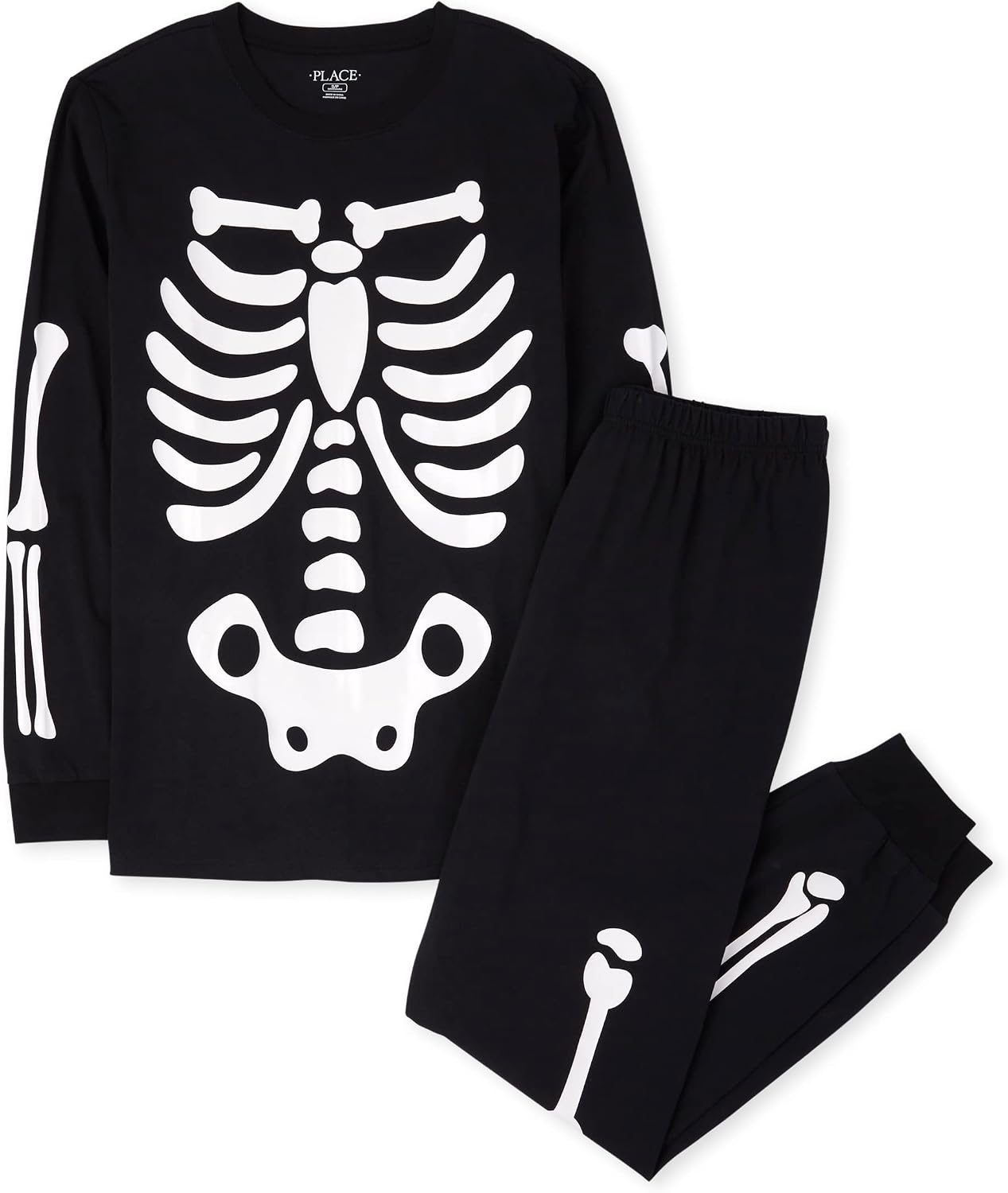 Detalle de The Children's Place Family Matching Cotton Pajamas with Glow-in-the-Dark Skeletons