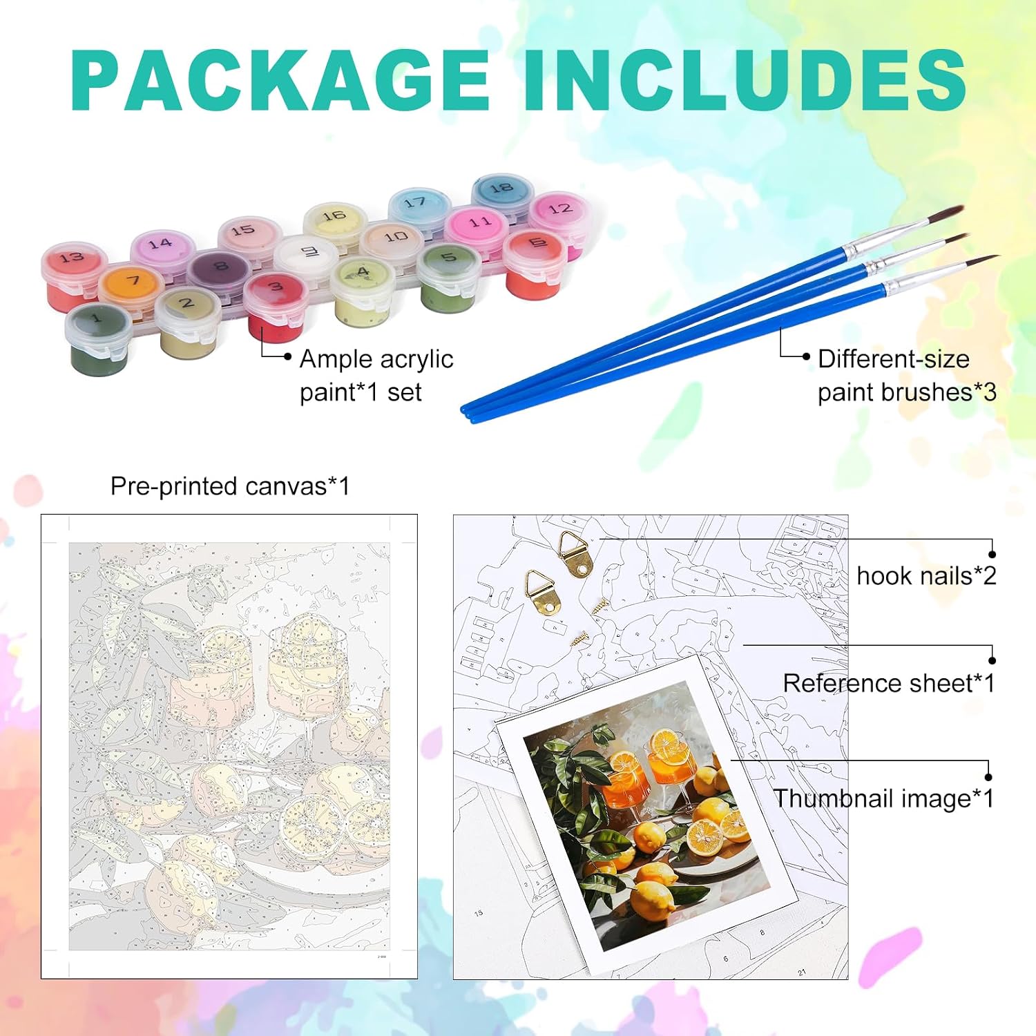 Detalle 2 de GEEHEIY Paint by Numbers Kit, 16x20 Inch