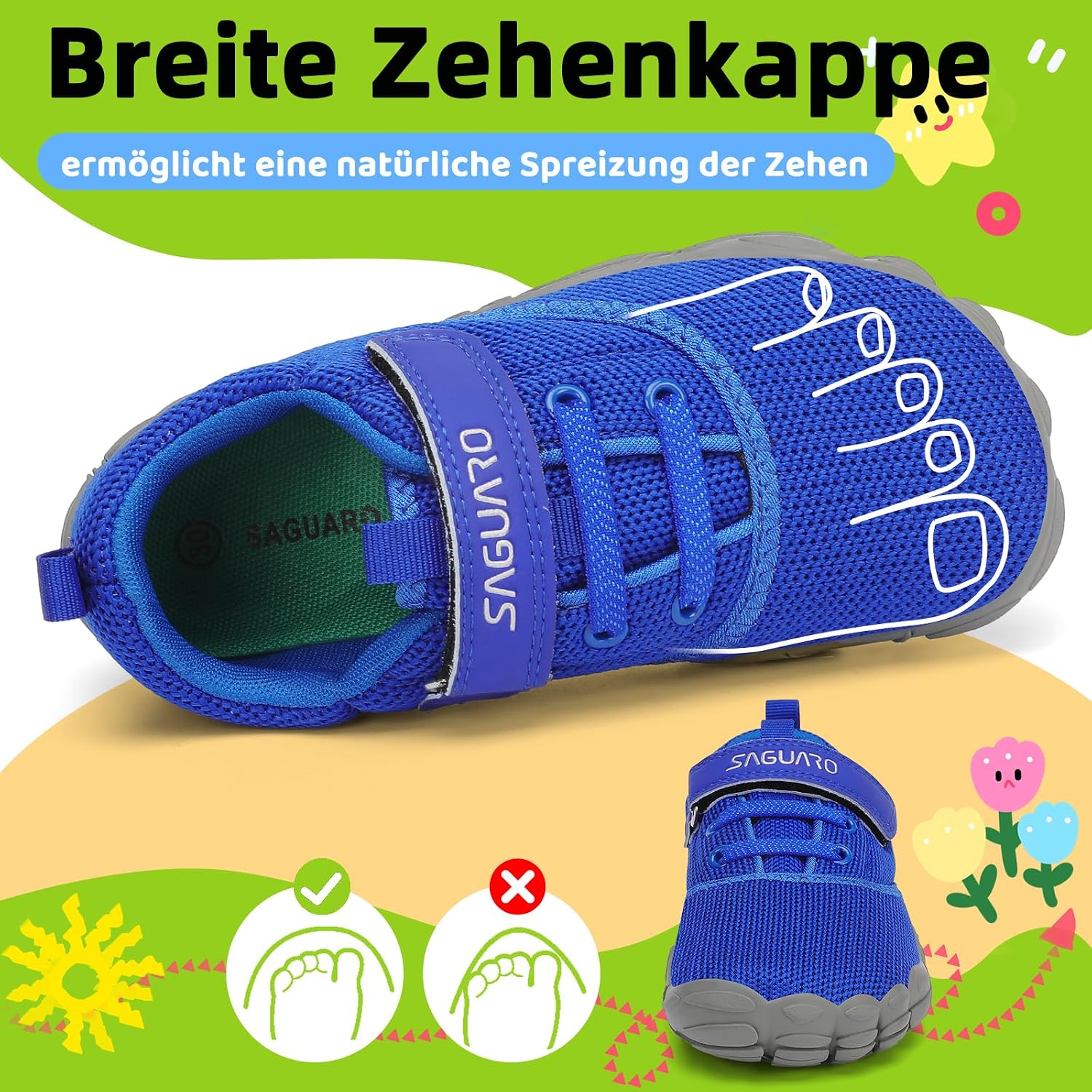 Detalle 2 de SAGUARO Kinder Barfußschuhe leicht & rutschfest (Gr. 24–36)
