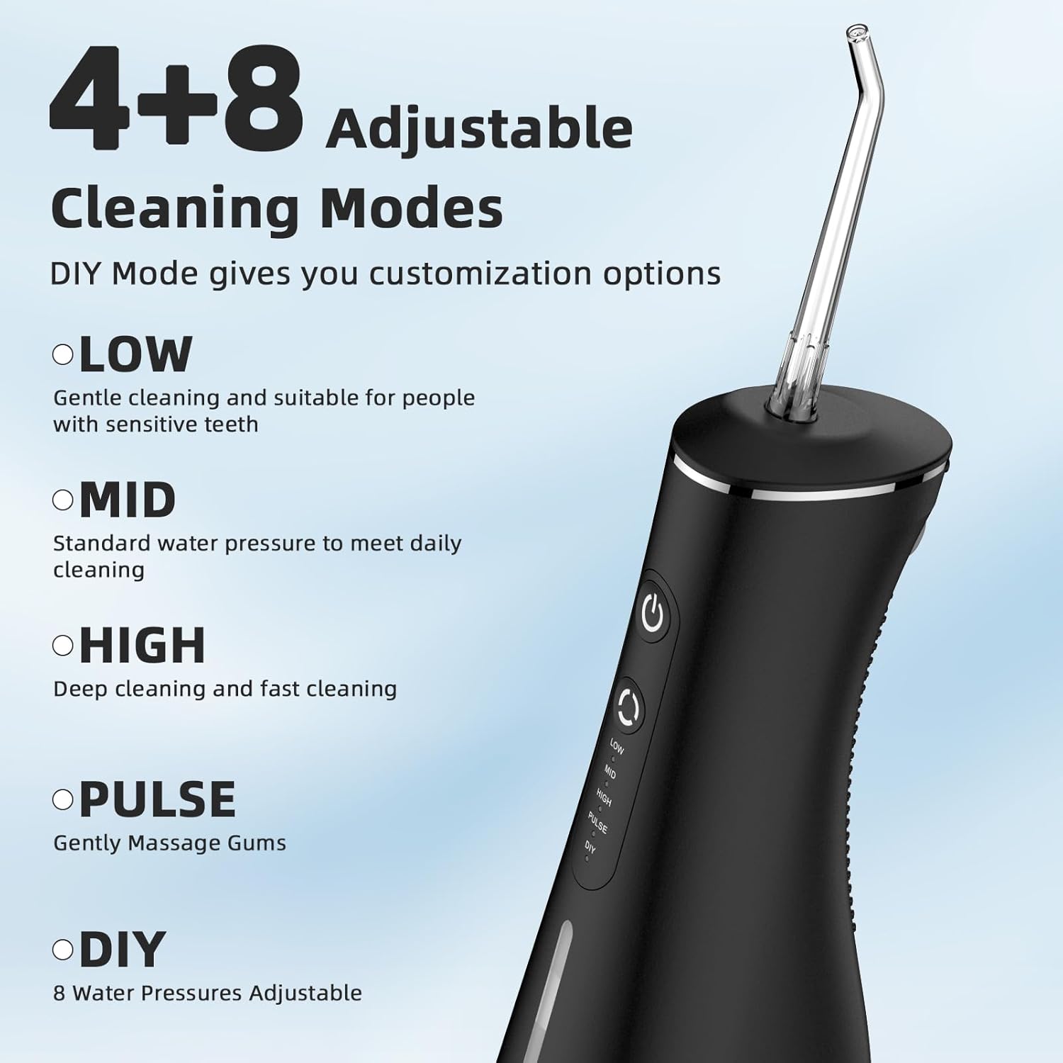Thumbnail 3 de SHOBES Munddusche Kabellos Elektrisch Zahnreiniger – 4 Modi, 4 Düsen, IPX7, 300 ml Tank