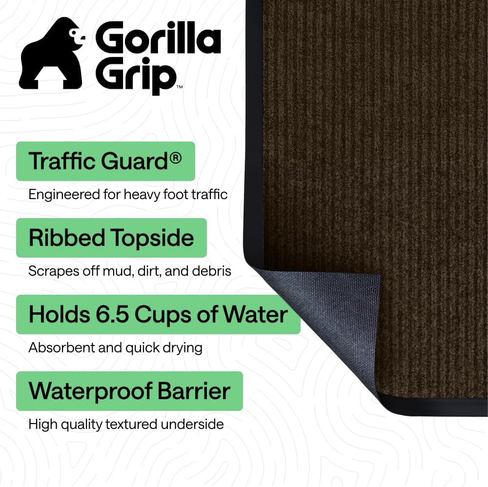Thumbnail 1 de GORILLA GRIP Traffic Guard Indoor/Outdoor Door Mat, 47 x 35, Brown