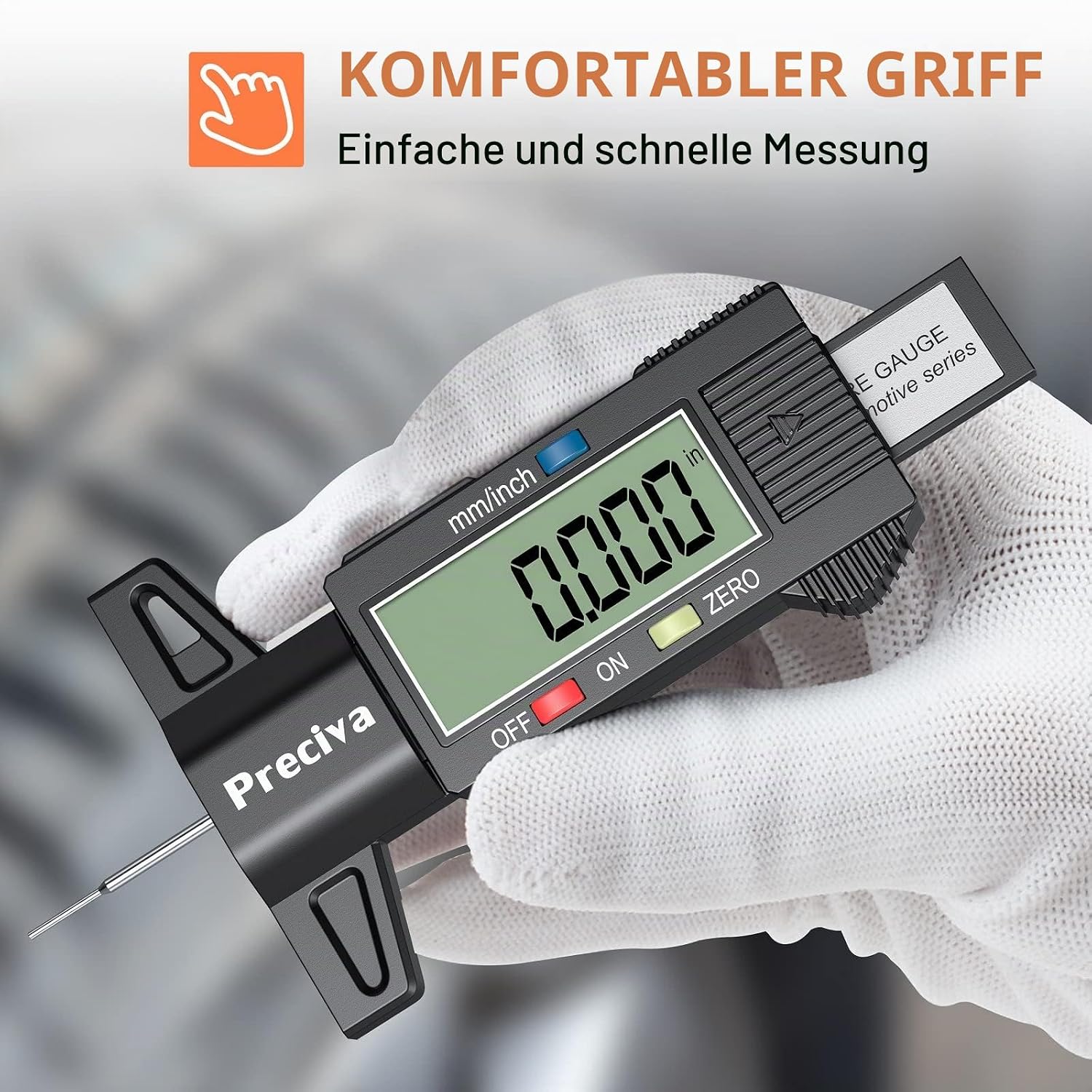 Thumbnail 4 de Preciva Reifen-Profilmessgerät Profiltiefenmesser 0–25 mm mit LCD-Display und Ersatzbatterie