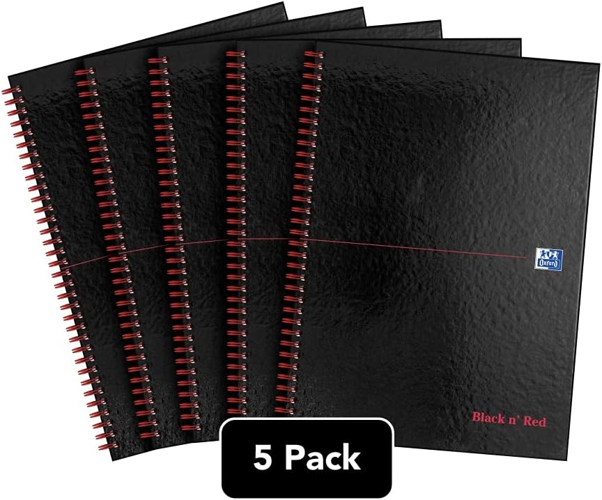 Detalle 2 de Oxford Black n' Red A4 Wirebound Notebook 140pp