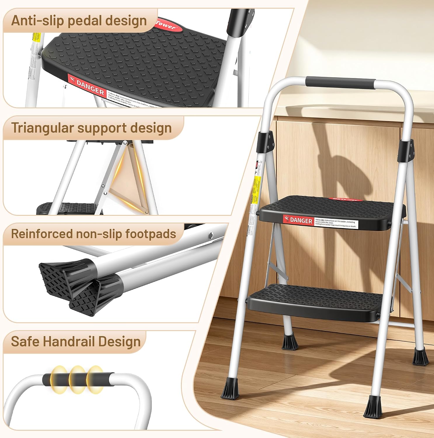Detalle 2 de HBTower 2-Step Ladder, 330 lb Capacity