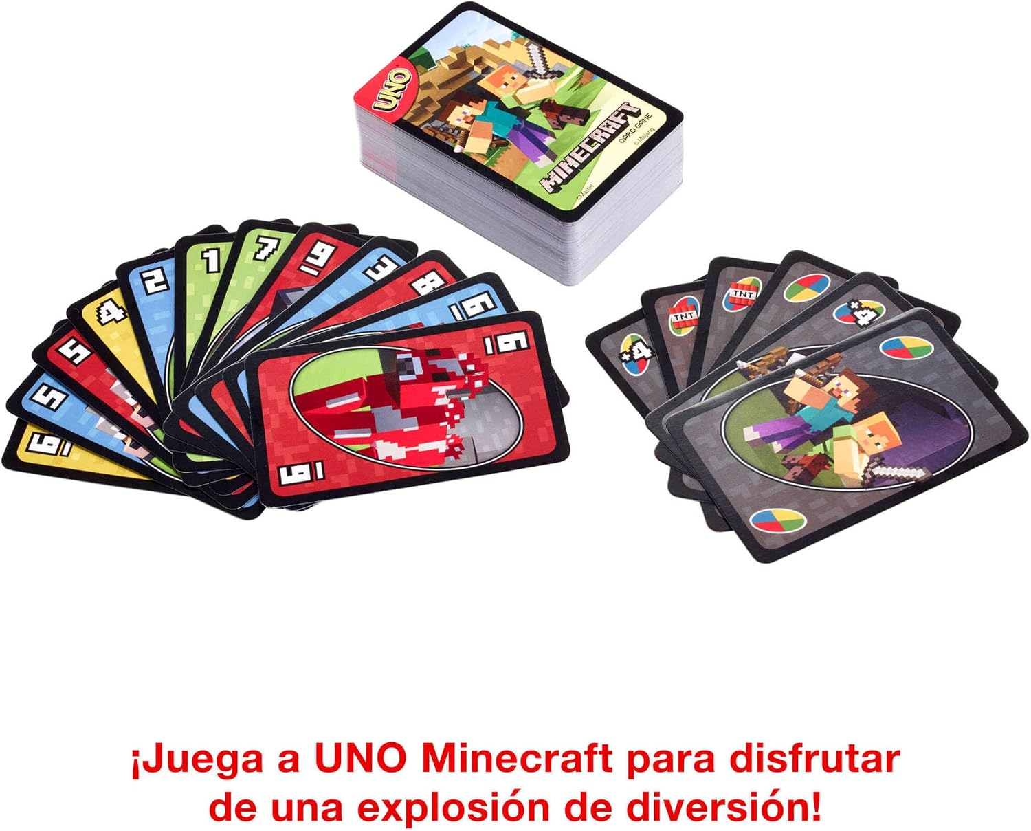 Detalle 2 de Mattel Games UNO Minecraft: juego de cartas para niños a partir de 7 años