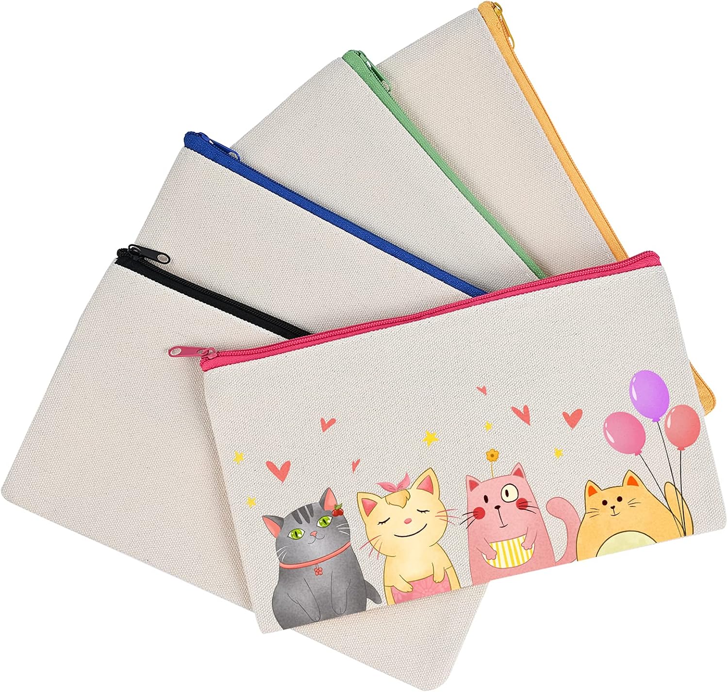 Detalle de Cieex DIY Stoff Federmäppchen Blanko Set – 15 Stück, Leinentaschen mit Stiften (21 × 12 cm)