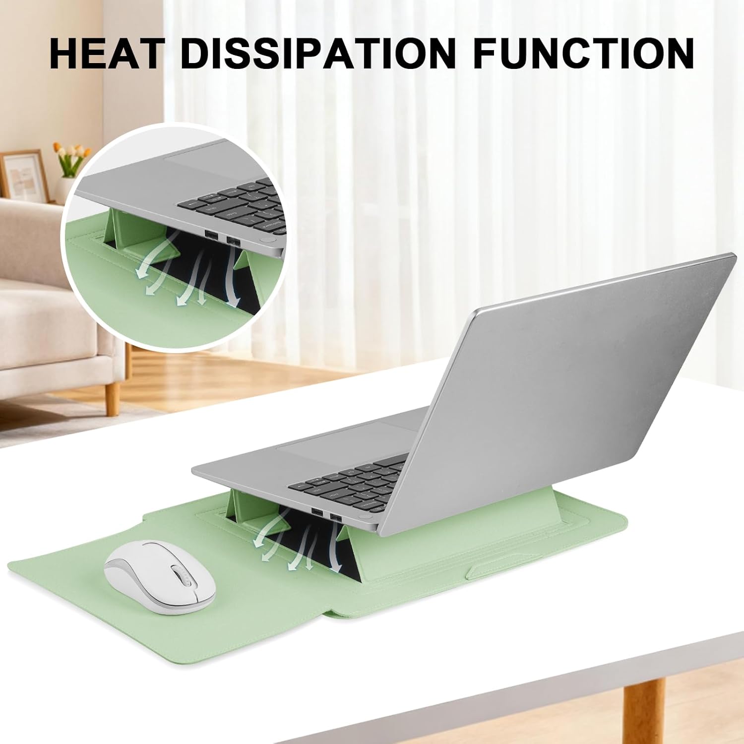 Thumbnail 4 de HoYiXi Laptop-Hülle 13,3 Zoll (33,5 x 25,2 cm) mit verstellbarem Stand und integrierter Mauspad-Funktion, grün