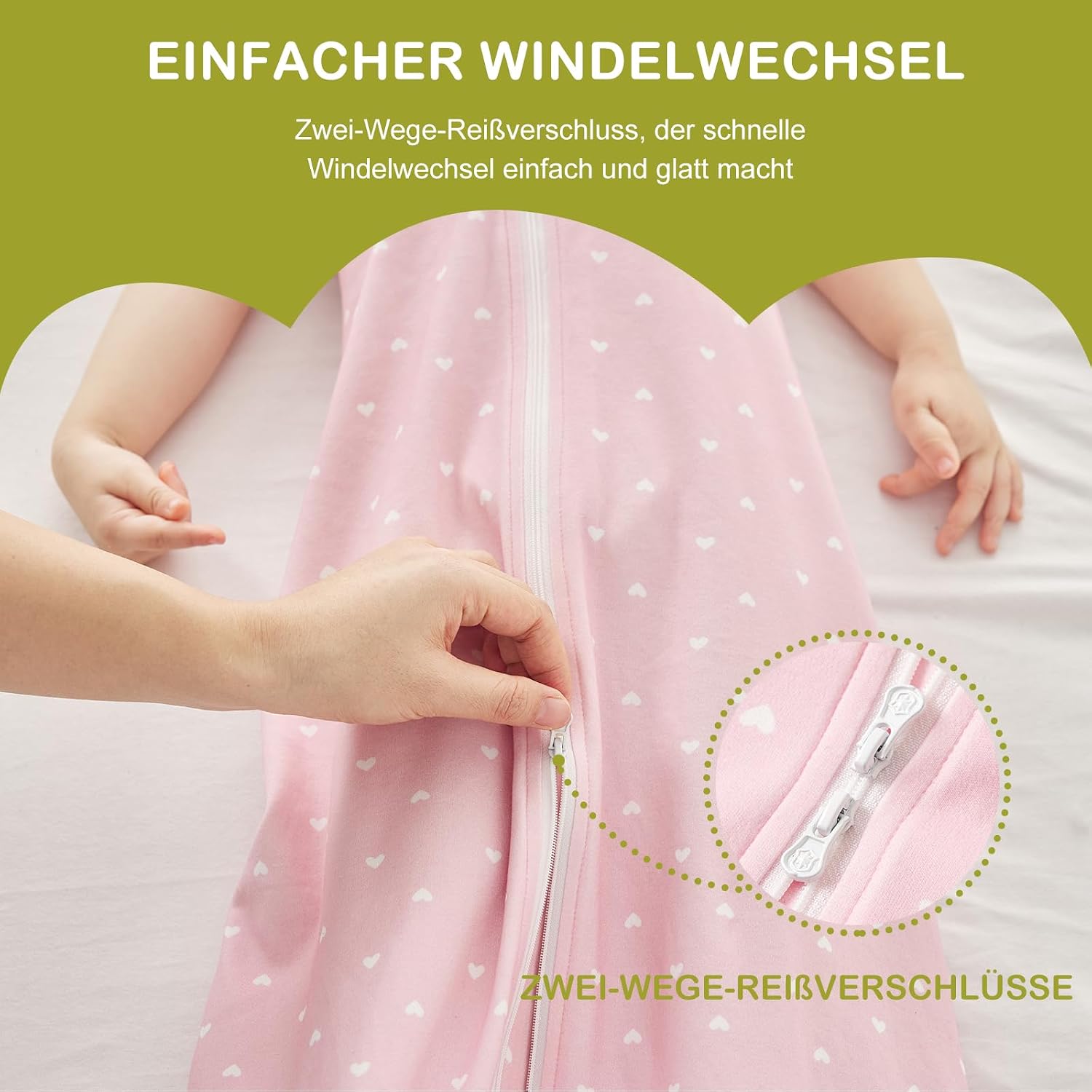 Detalle 2 de Nivolltha 2er Pack Baby Schlafsack 1.0 TOG – 100% Baumwolle, Frühling/Herbst, Größe S