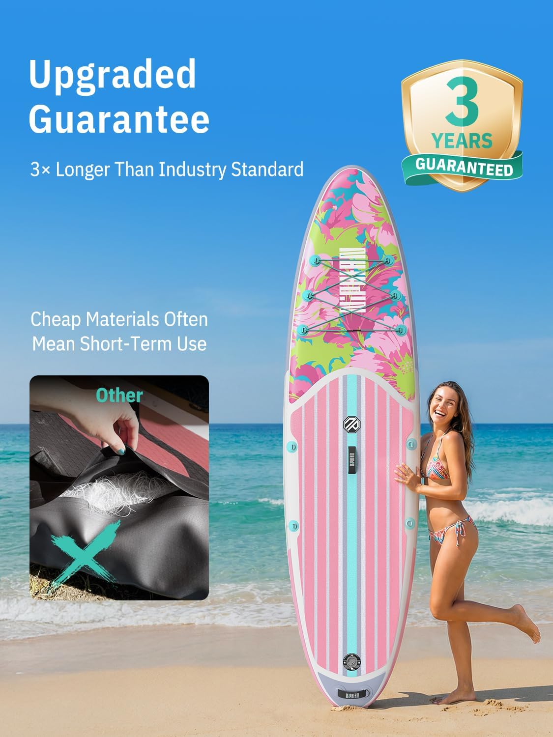 Thumbnail 3 de Niphean Inflatable 10’6” Stand Up Paddle Board with SUP Accessories, Anti-Slip EVA Deck (Adults & Youth)