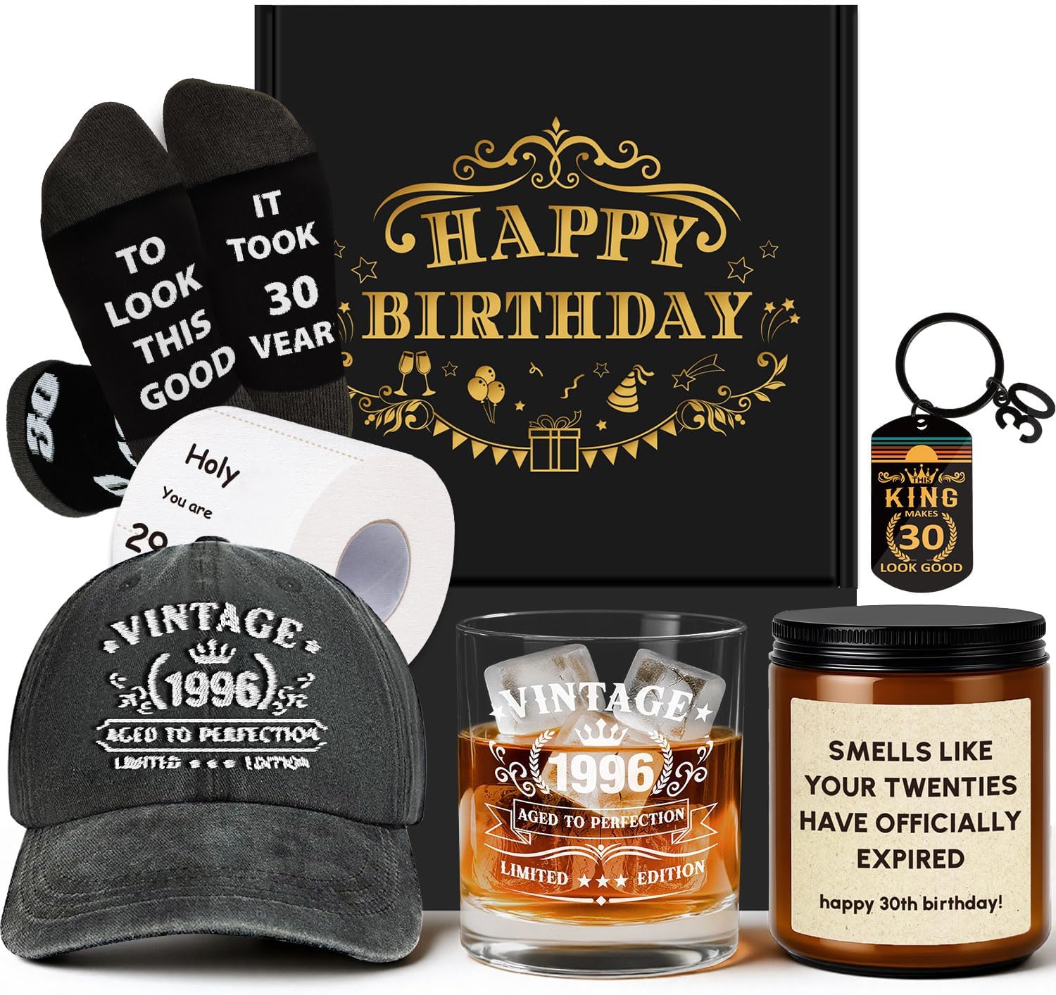 30th Birthday Gifts for Men - Funny 1996 Milestone Gift Set