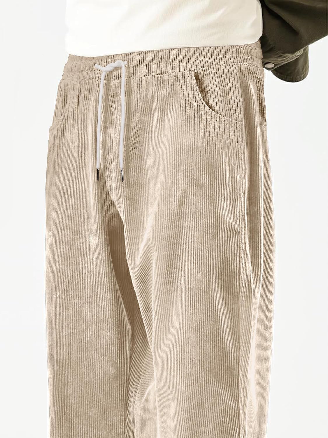 Detalle 2 de HOTake Men's Corduroy Baggy Sweatpants elastic waist