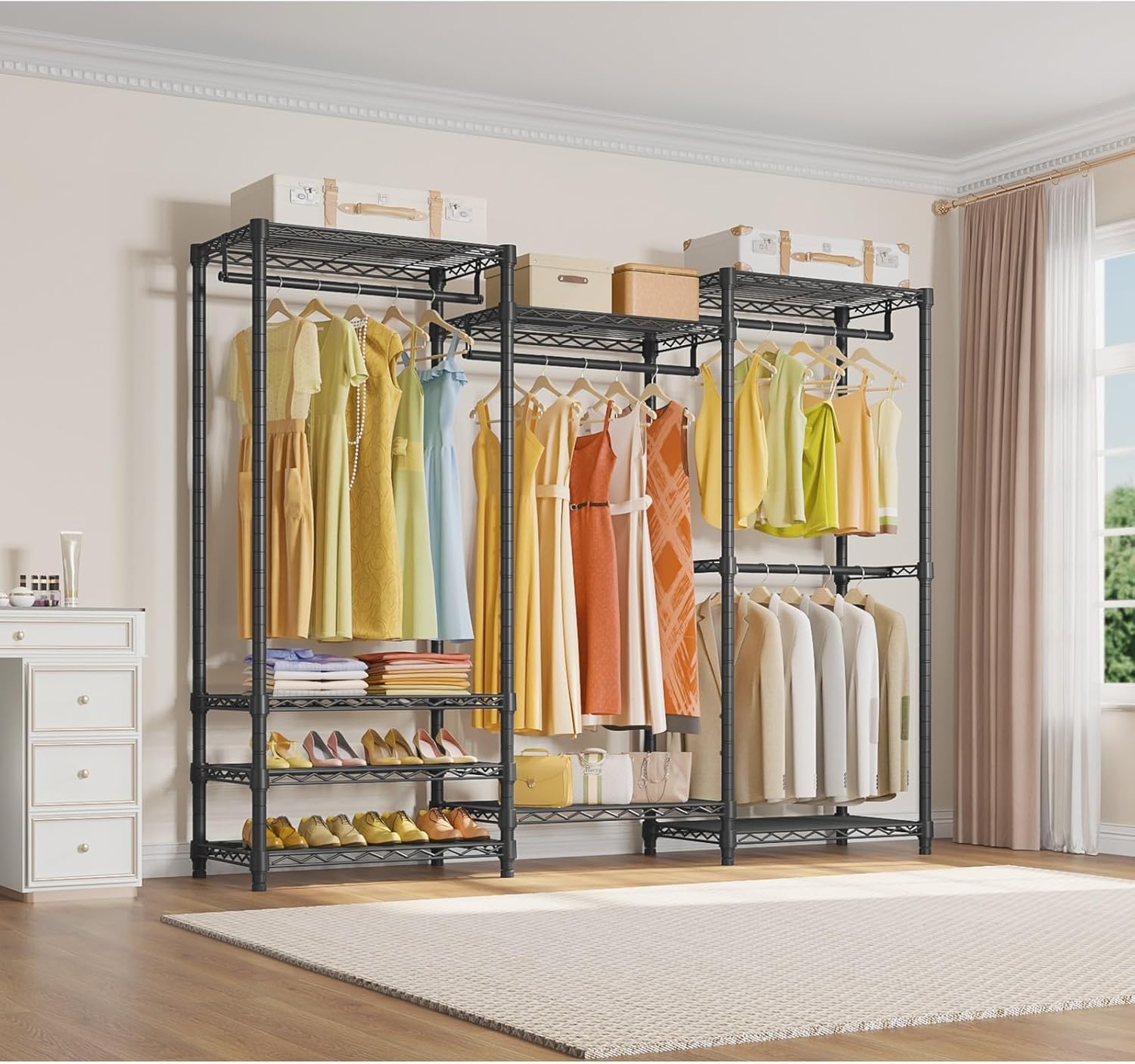 Detalle 2 de VIPEK V5 Portable Closet Rack with 4 Rods, 8 Shelves, 890LBS