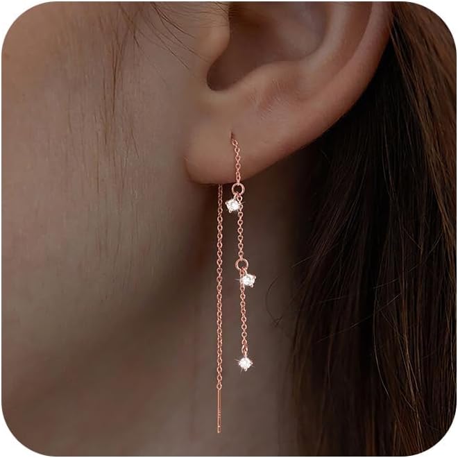Thumbnail 5 de Aidenn Ohrringe Silber 925 hängend mit Cubic Zirkonia und Quasten – lange Statement-Hängeohrringe für Damen