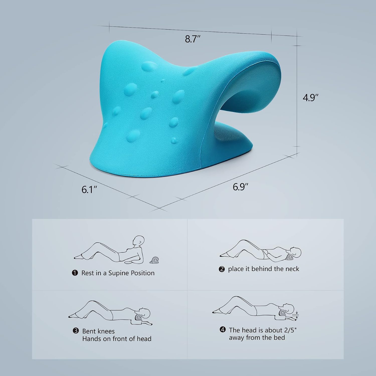 Thumbnail 6 de Cozyhealth Nackendehner C-Shaped Neck Traction Pillow, Blue Foam