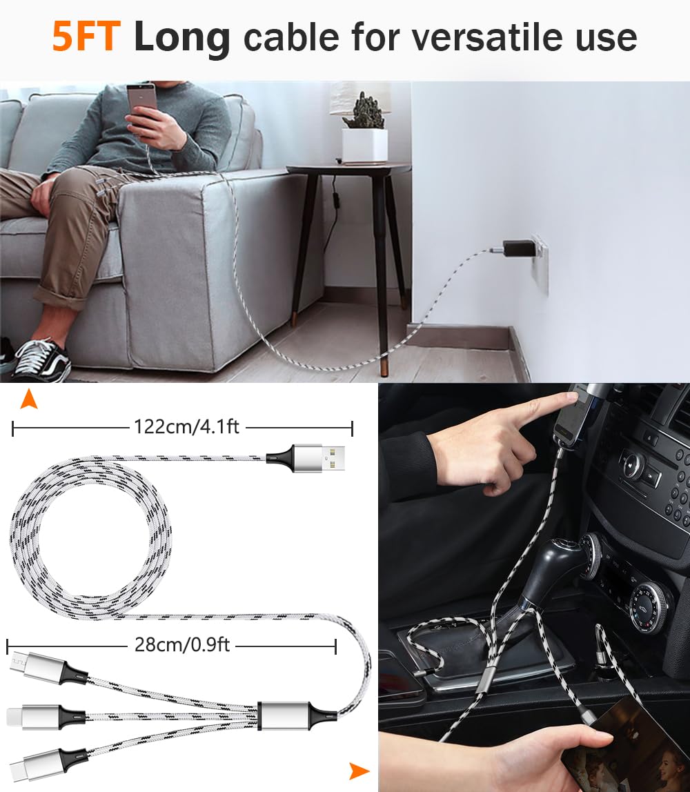 Thumbnail 2 de Multi Charging Cable 5ft 3Pack 3-in-1