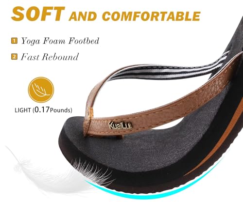 Thumbnail 3 de KuaiLu Women's Arch Support Flip Flops: Cushioned Leather Sandals for All-Day Comfort