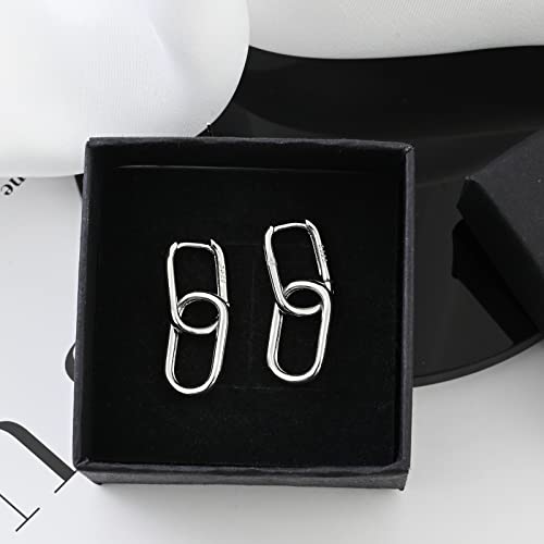 Thumbnail 7 de Weviway 925 Sterling Silver Double Ring Oval Huggie Hoop Earrings