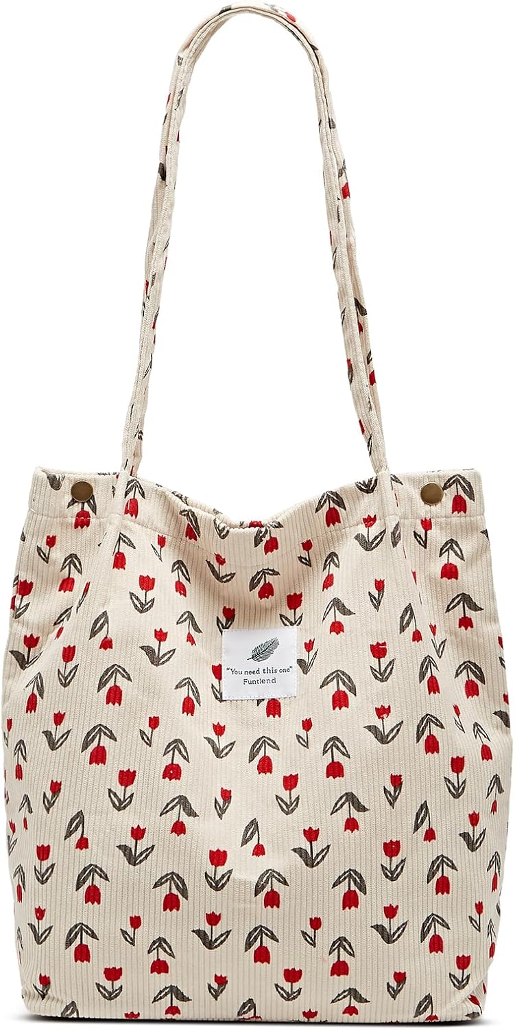 Thumbnail 4 de Funtlend Large Cord Bag for Women: Corduroy Tote for Everyday Use