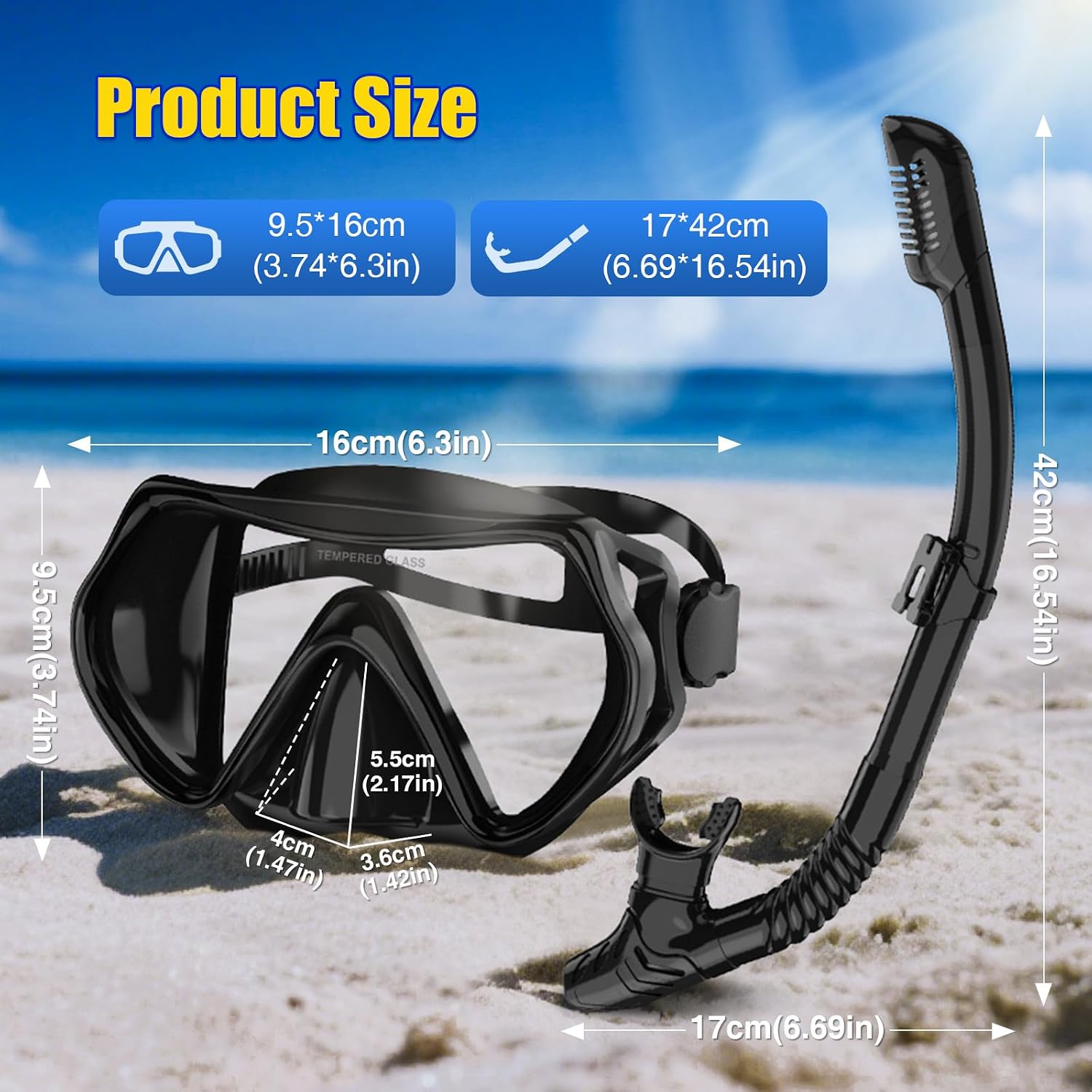 Thumbnail 4 de MELUMILU Adult Snorkel Mask Set with 180° View and Dry-Top Snorkel