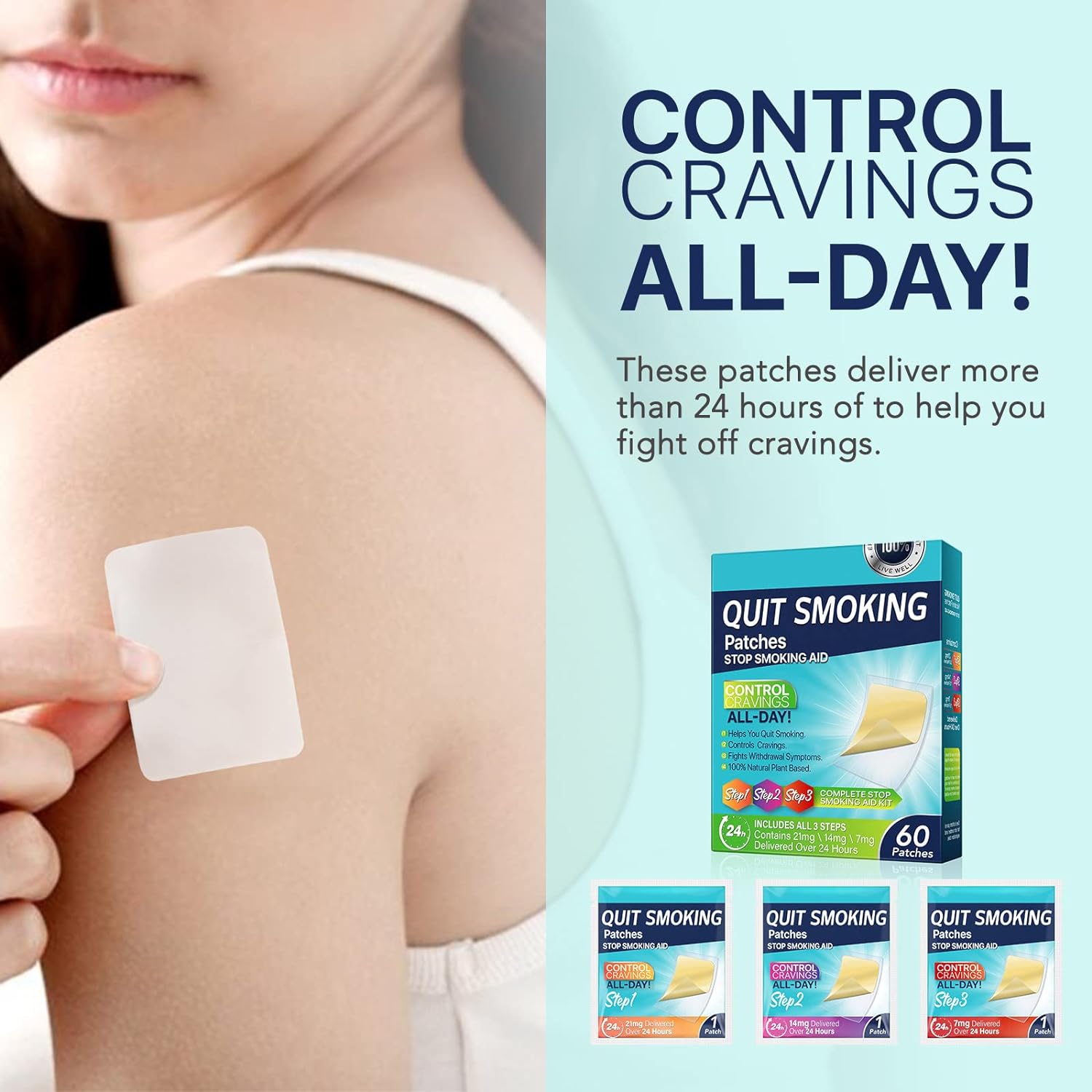 Detalle de 60Pcs Quit Smoking Patches (Step 1–3) 2-Week Kit Quit Smoking Stickers