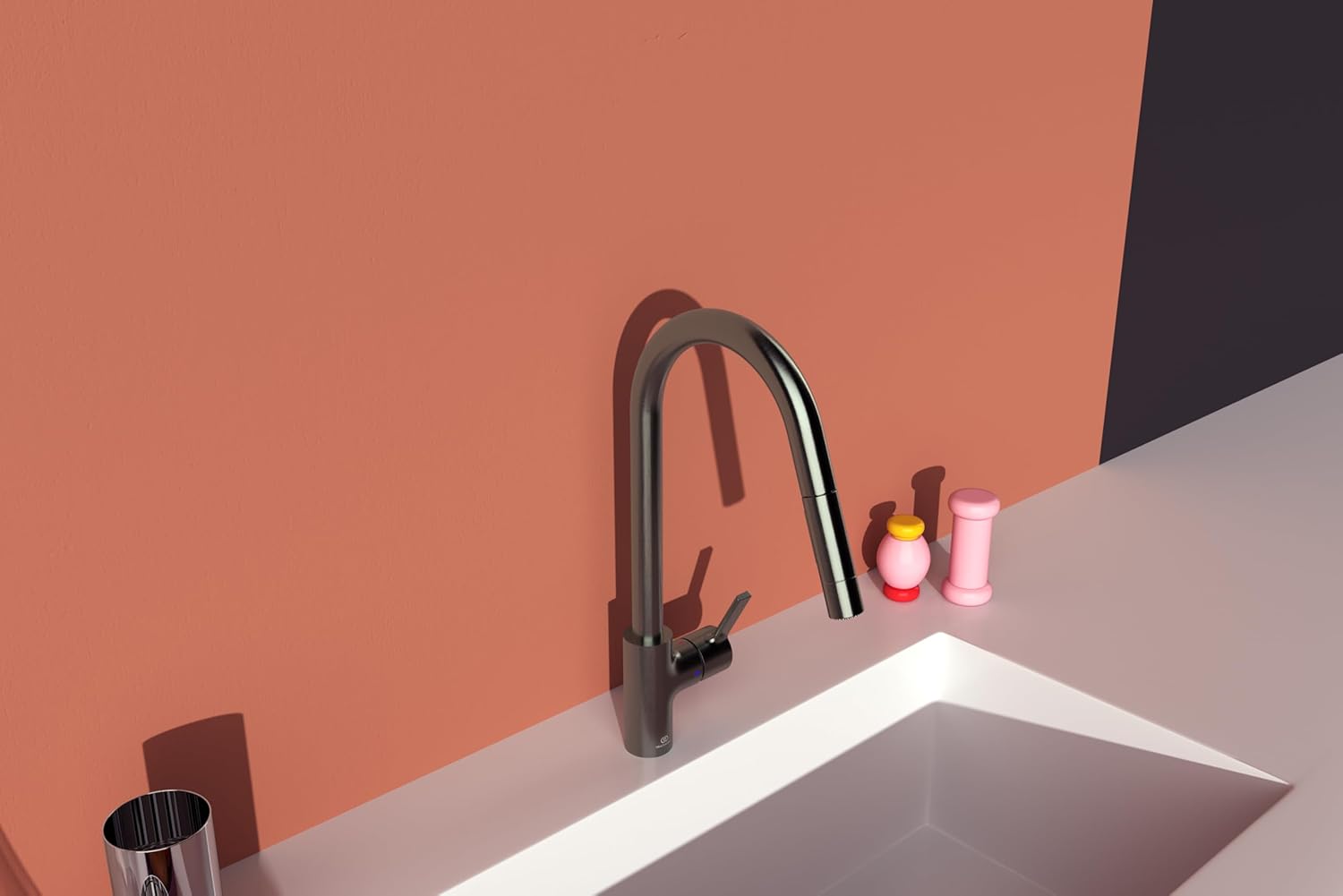Thumbnail 5 de Ideal Standard – Gusto Mitigeur de cuisine, bec rond pivotant 360°, douchette extractible à 2 fonctions, EasyFix+
