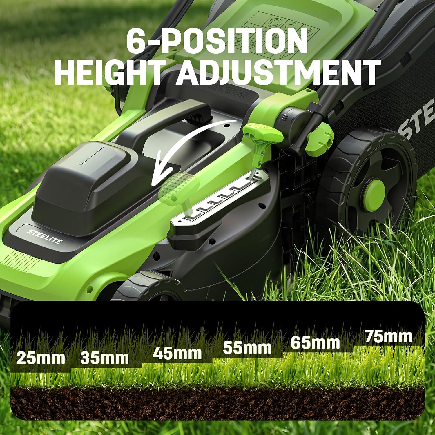 Detalle de Steelite 16-Inch 1800W Corded Electric Lawn Mower with 40 L Grass Bag