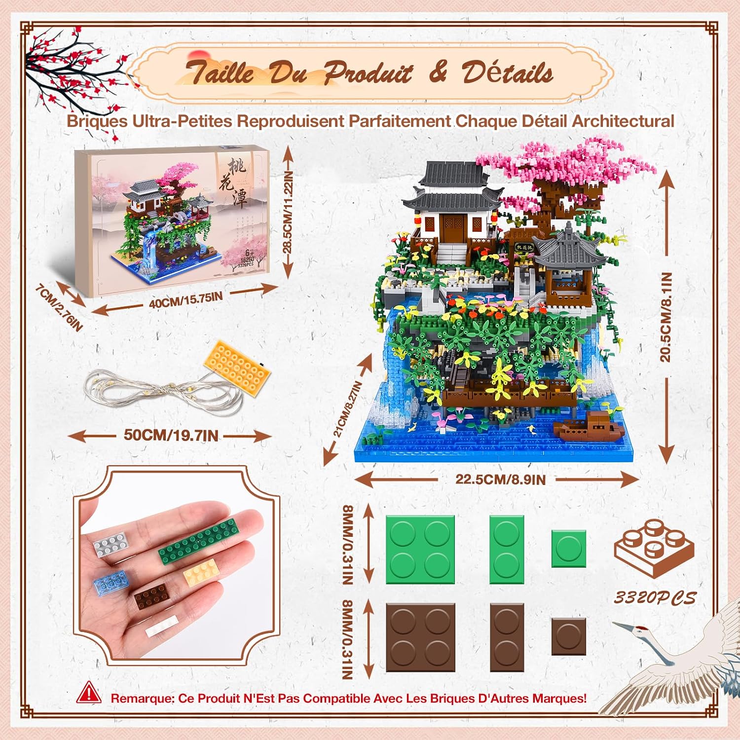 Thumbnail 6 de Charmofun Micro-briques 3320 pièces – Maquette architecture chinoise avec éclairage LED
