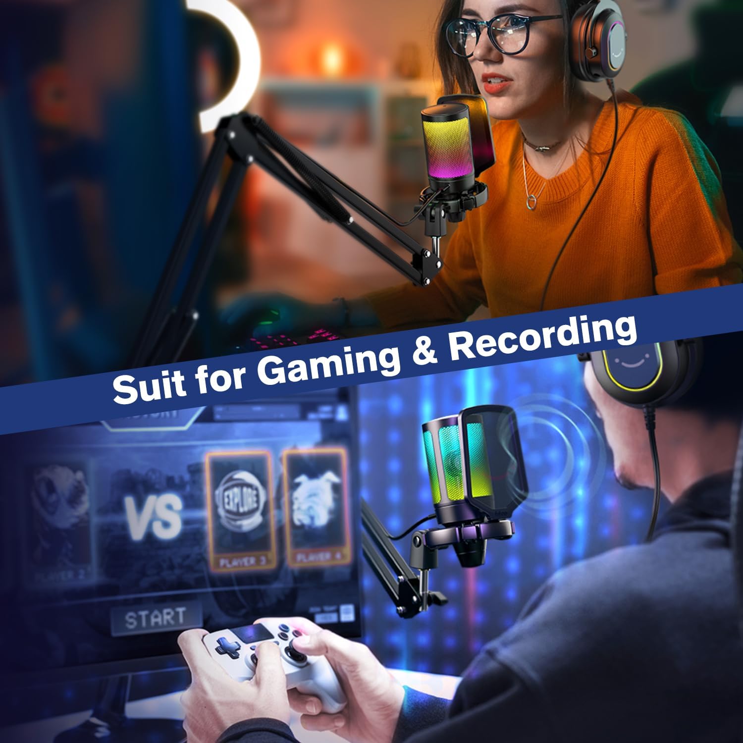 Thumbnail 6 de FIFINE A6T USB Gaming Condenser Microphone Kit with RGB and Boom Arm