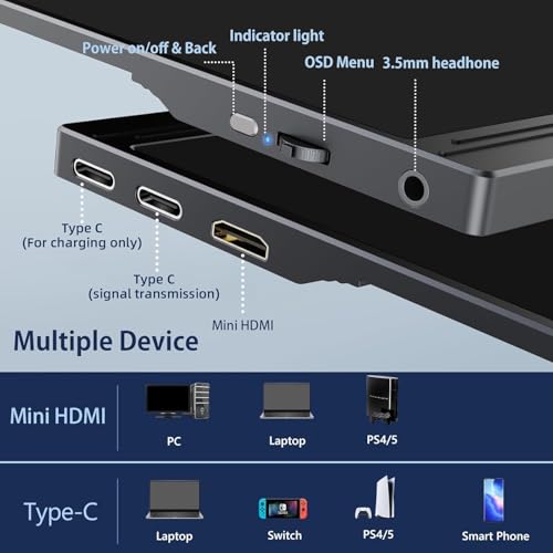 Thumbnail 2 de CUIUIC 15.6" Portable Monitor USB-C Display con HD 1080p, HDR y Soporte Protectivo