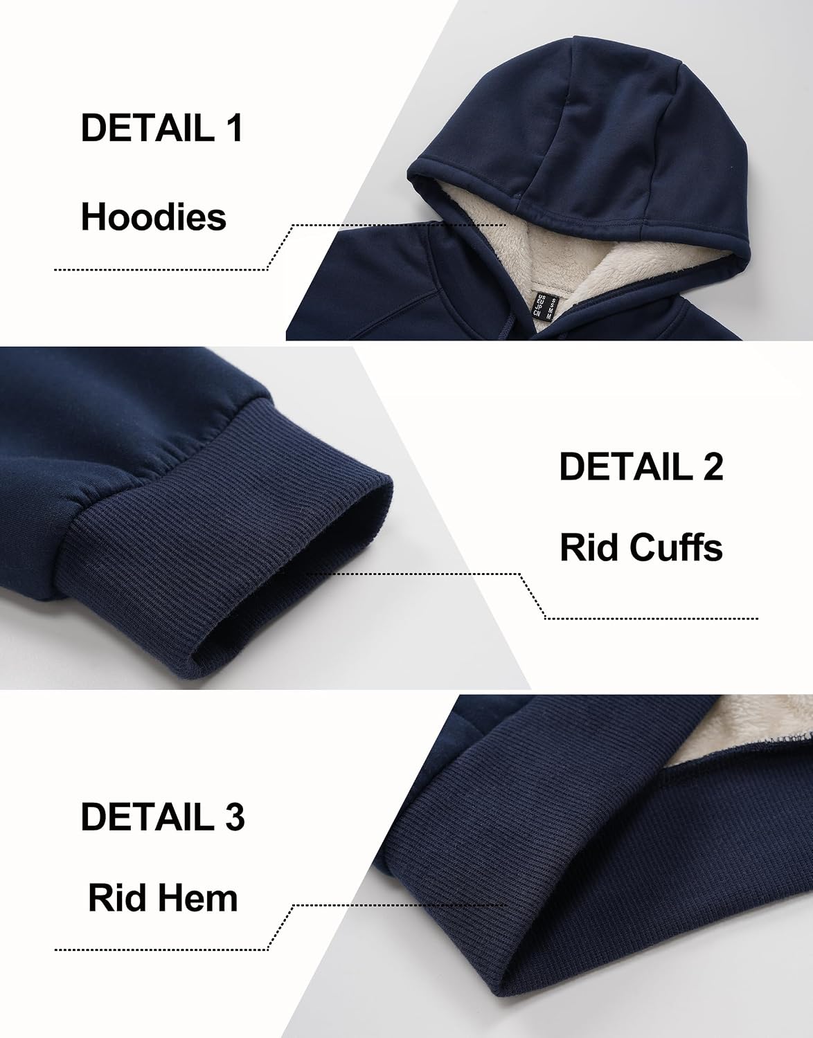 Detalle de Cavva men’s fleece-lined hoodie sweatshirt with kangaroo pocket for cold-weather wear