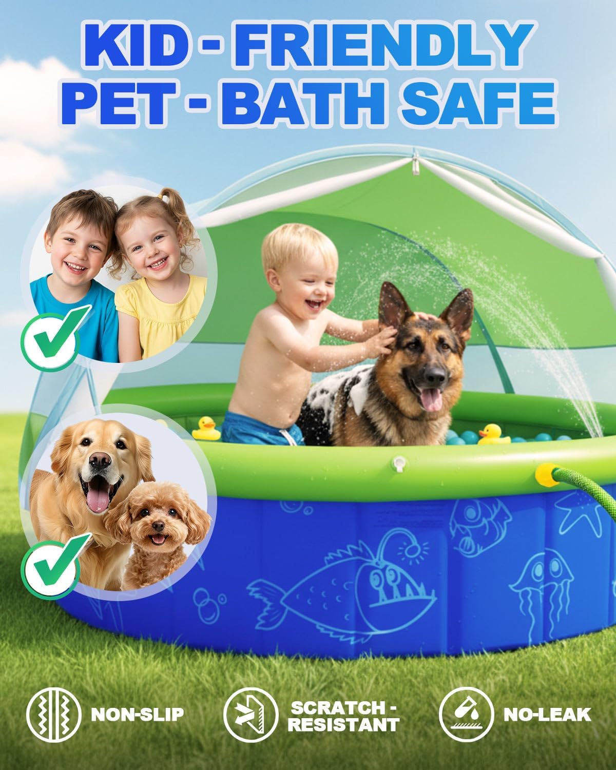 Thumbnail 4 de Olutula 2026 Foldable Kiddie Pool with Canopy – 47-Inch, 20 Ocean Balls, Portable Outdoor Shade