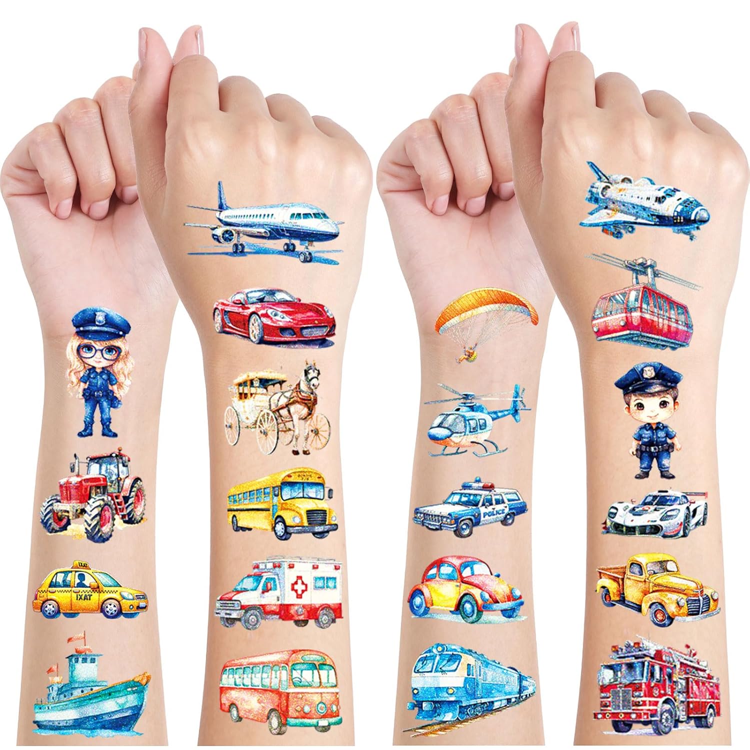 Thumbnail 6 de Glitzer Tattoo Set Kinder – 12 Blätter Dinosaurier & Einhorn von FATLBSEV