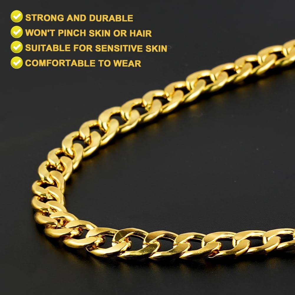 Thumbnail 4 de BSBUY 10-delige hiphop-kostuumaccessoireset met goudkleurige kettingen en ringen