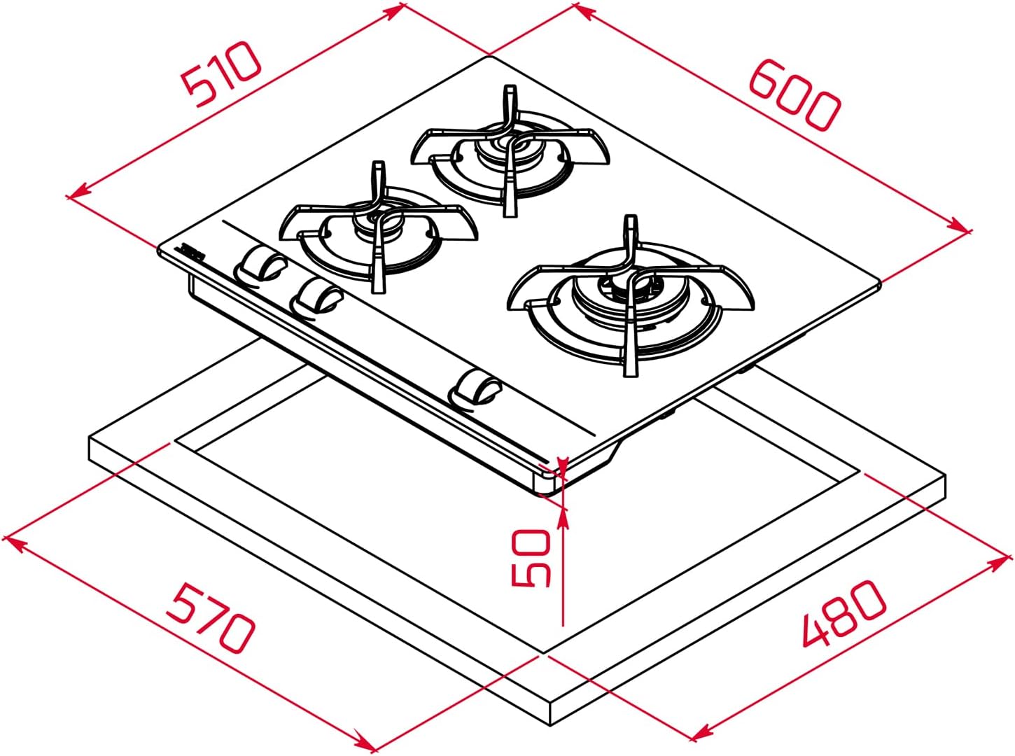Thumbnail 5 de Teka GBC 63010 Placa gas 60 cm 3 fuegos