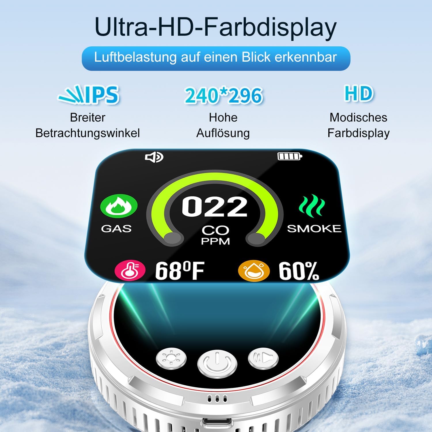 Thumbnail 3 de 5IN1 Rauchmelder, Gasmelder + CO-Warnmelder HD13 – Steckdose + Batterie, LCD-Display