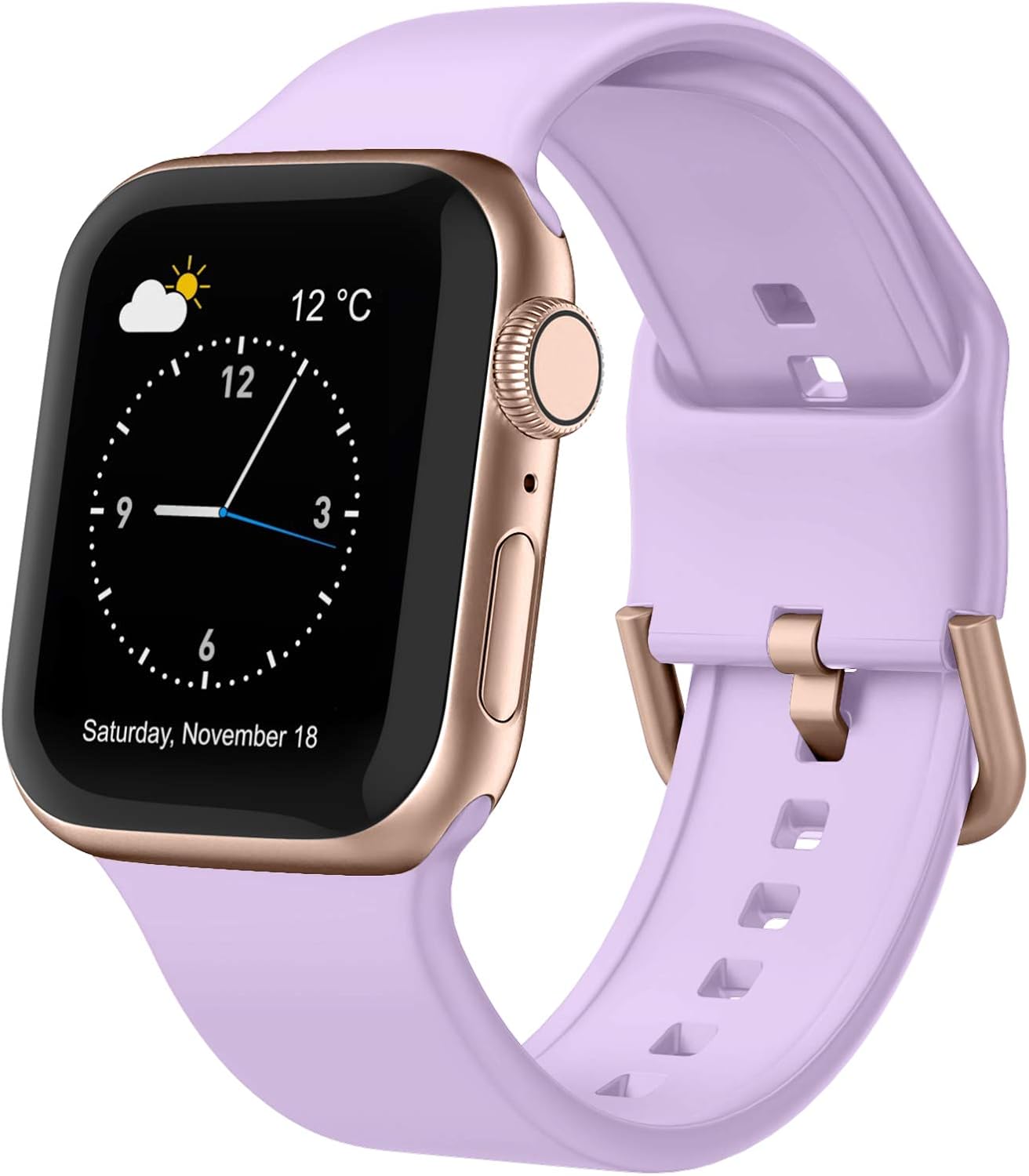 Detalle de Adepoy 2-Pack Silicone Apple Watch Bands for 38–49mm: Soft Sport Straps with Classic Clasp