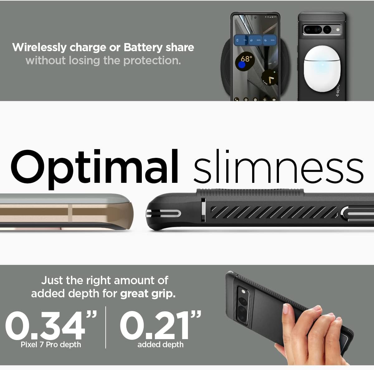 Detalle de Spigen Cover Rugged Armor per Google Pixel 7 Pro, TPU flessibile e bordi rialzati (Nero)