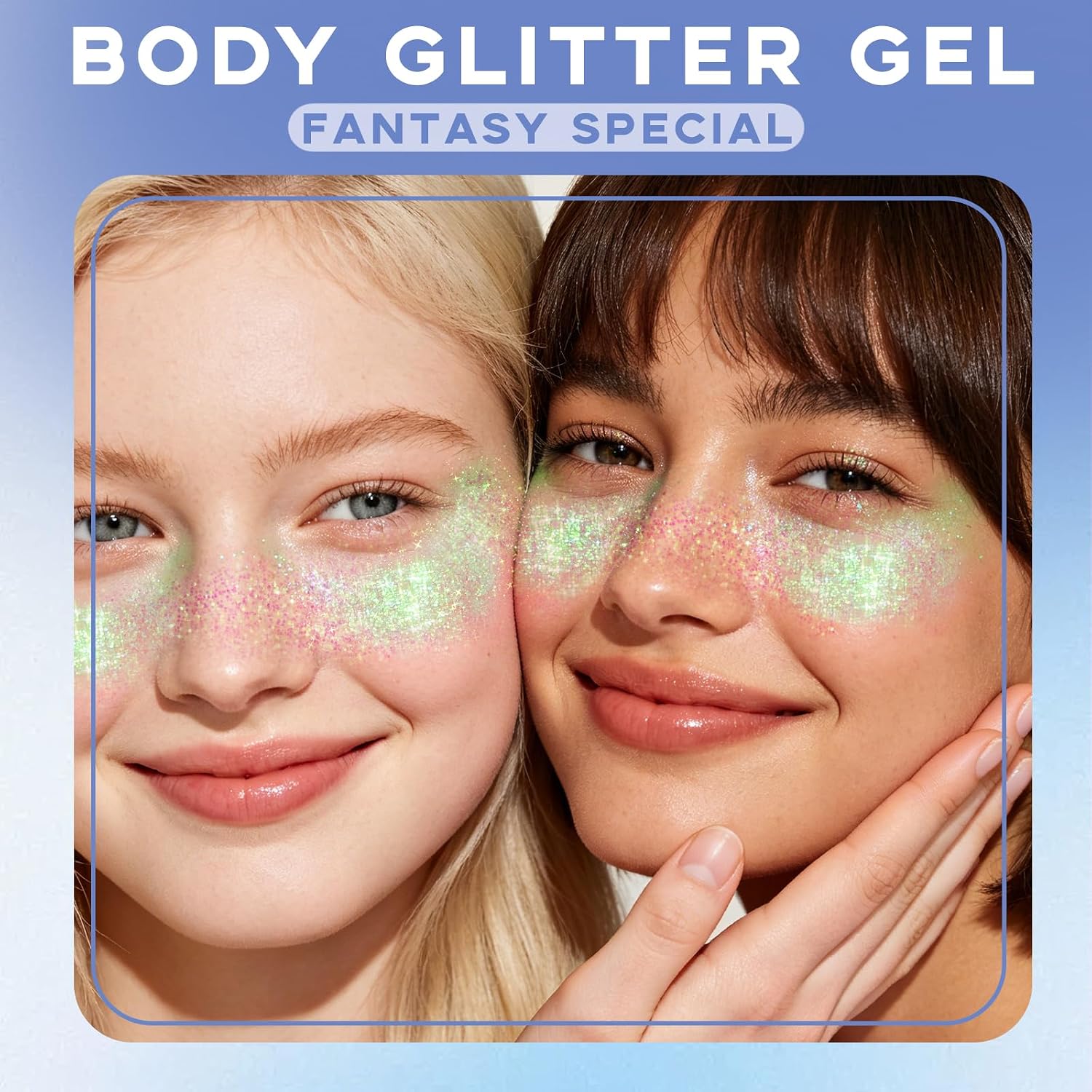 Detalle de Noerrors Roll-on Holographic Body Glitter Gel – Mermaids, Festival Sparkle & Multi-Use Glow