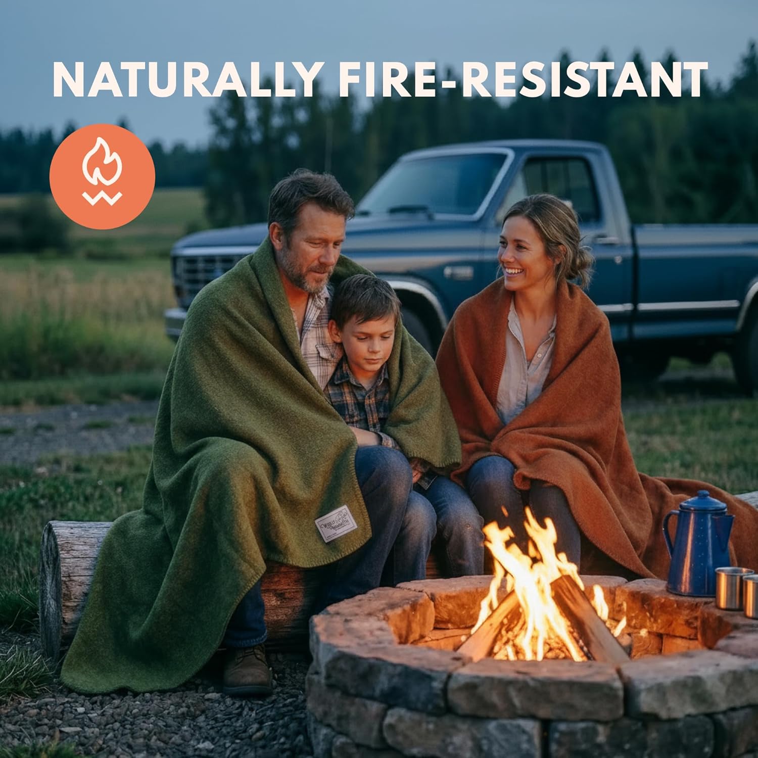 Detalle de Woolly Mammoth Woolen Company 80% Merino Wool Blanket (66 x 90) for Cold Weather Camping & Emergency Kits