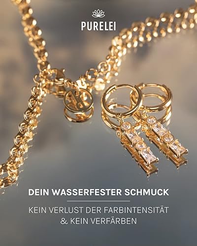Detalle 1 de Purelei Powder Ohrringe in Gold aus Edelstahl, wasserfest, 1,4 cm