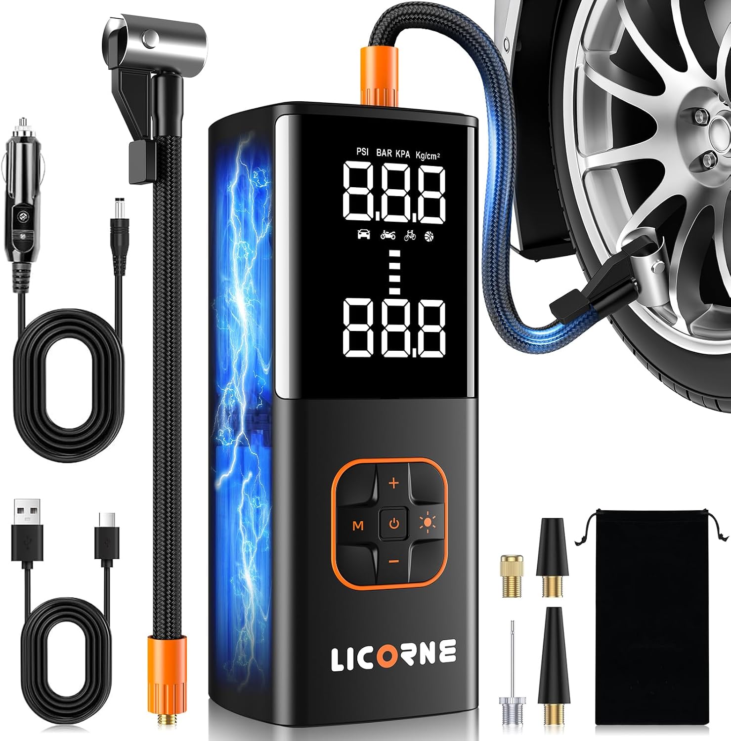 Detalle de Tire Inflator Portable Air Compressor 180 PSI ⛽
