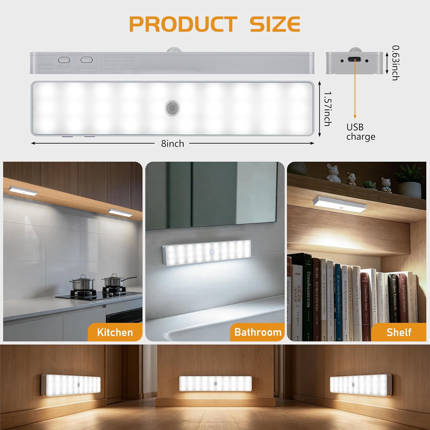 Detalle 2 de Racokky Under Cabinet Lights with Charging Station: 6 Pcs Rechargeable Motion Sensor LED Kit