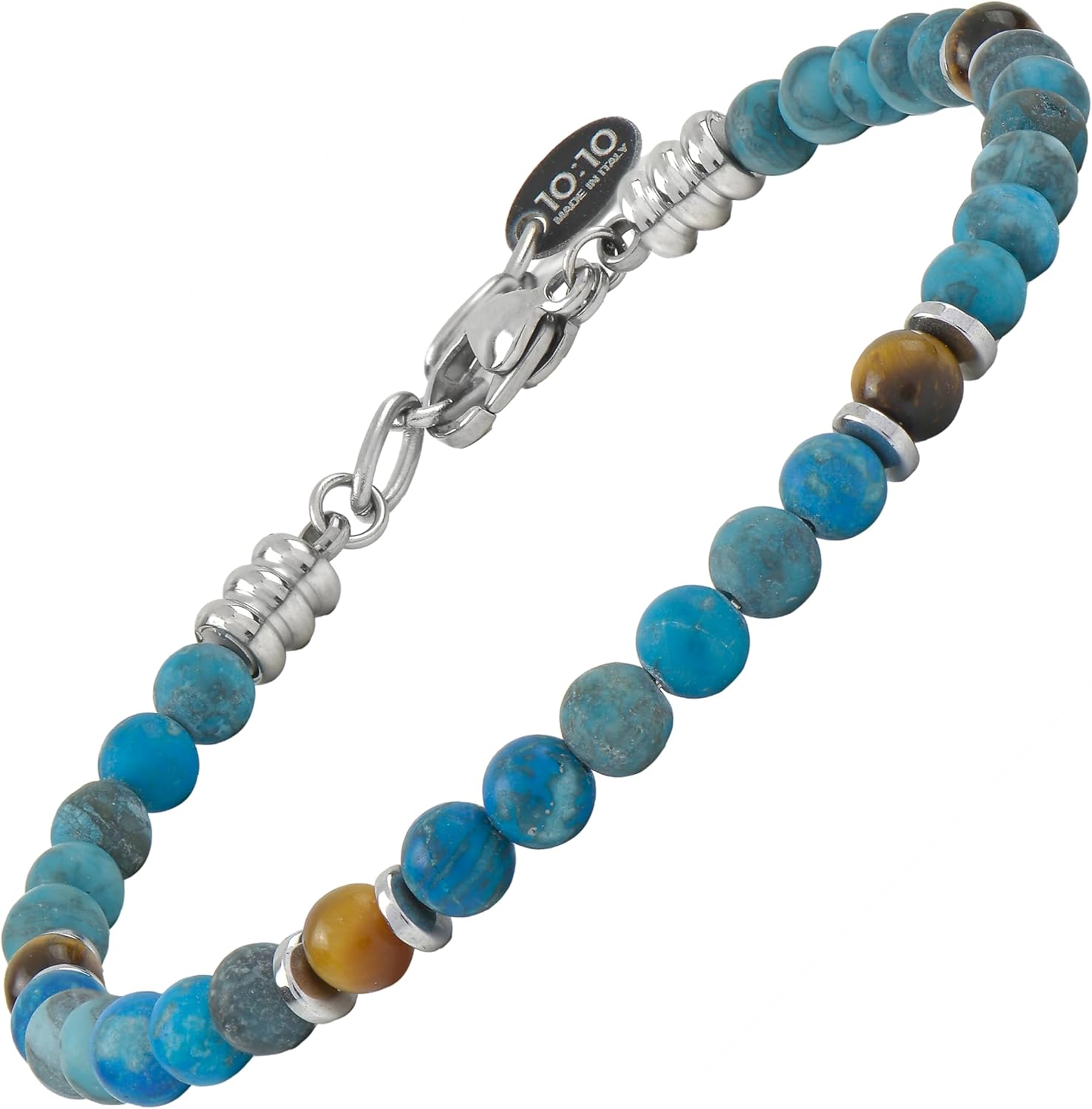 Detalle de 10:10 Bracciale Uomo Pietre Naturali 4 mm