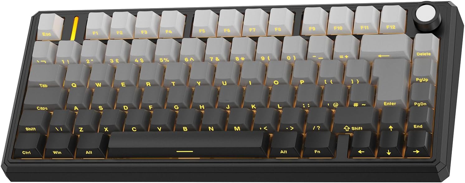 Detalle de OMOTON Mechanical Keyboard Gaming 75% ISO-UK: Tri-Mode Wireless, Hot Swap Gasket Mount, 4000mAh Battery