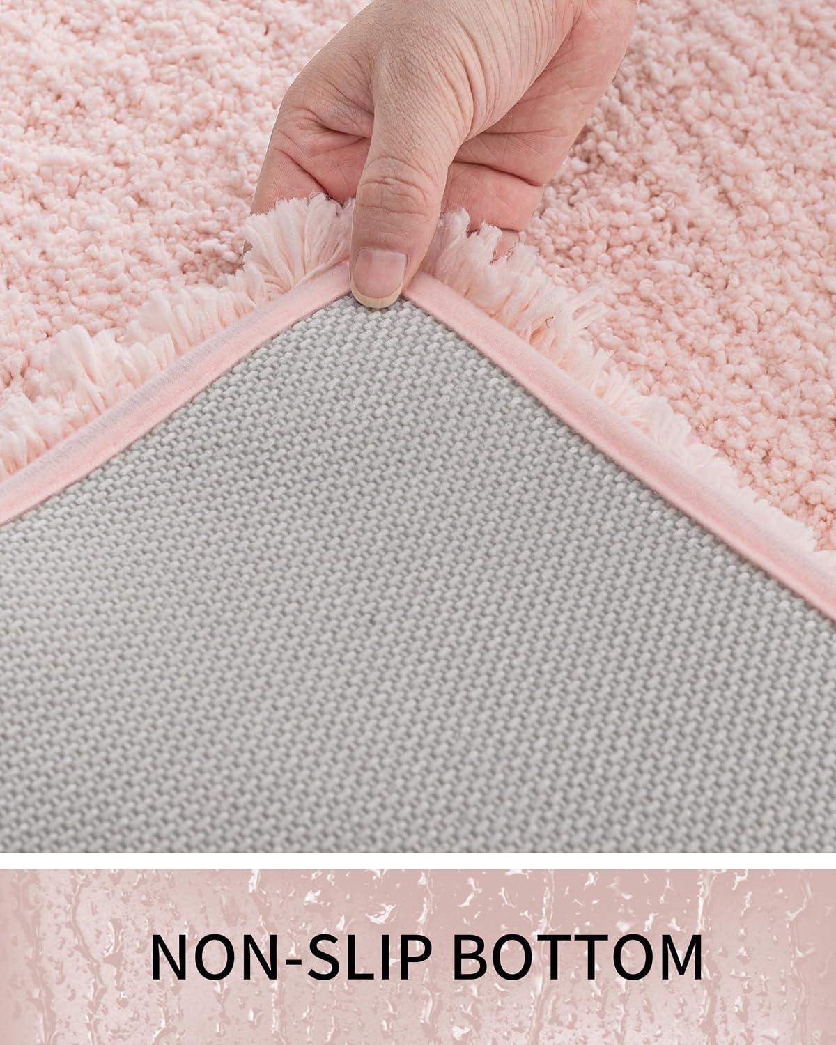 Detalle 2 de Ruggnovea 70x24 Ultra Thick Non-Slip Pink Bath Rug