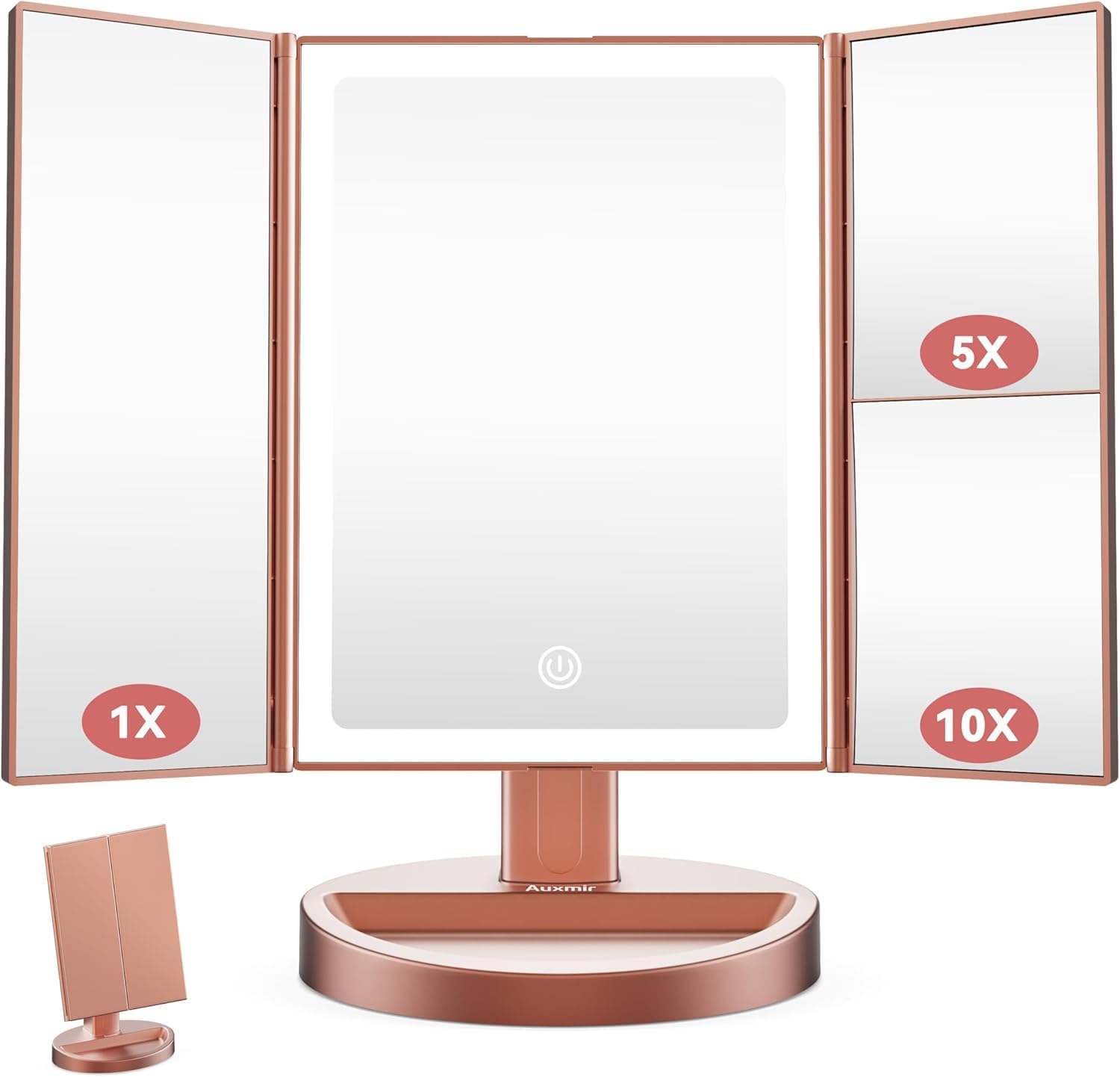 Detalle de Auxmir LED-make-upspiegel met 68 leds, 1x/5x/10x vergroting en dimlicht