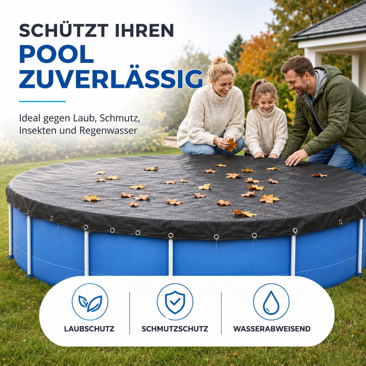 Detalle de Telo di copertura per piscina rotonda extra spesso 200 g/m², nero, Ø 680 cm